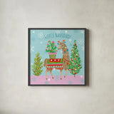 Lovely Llamas X Pink by Mary Urban. Shown in a sleek black glass frame for a contemporary gallery look. Available as an archival giclee rolled canvas, fine art paper, or poster print. SKU 65290a.