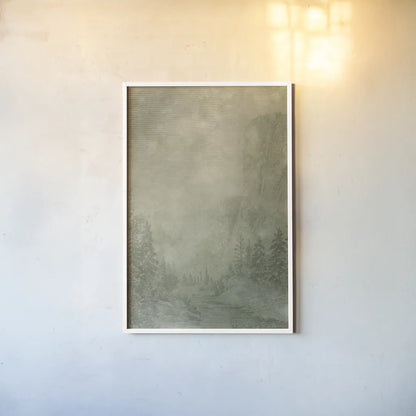 Misty Yonder I by Mary Urban. shown as a paper print in a white frame. Available as a archival giclee rolled canvas, fine art paper, or poster print. SKU 85245h.