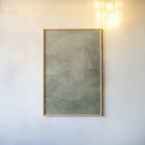 Misty Yonder II by Mary Urban. shown as a paper print in a natural frame. Available as a archival giclee rolled canvas, fine art paper, or poster print. SKU 85246h.