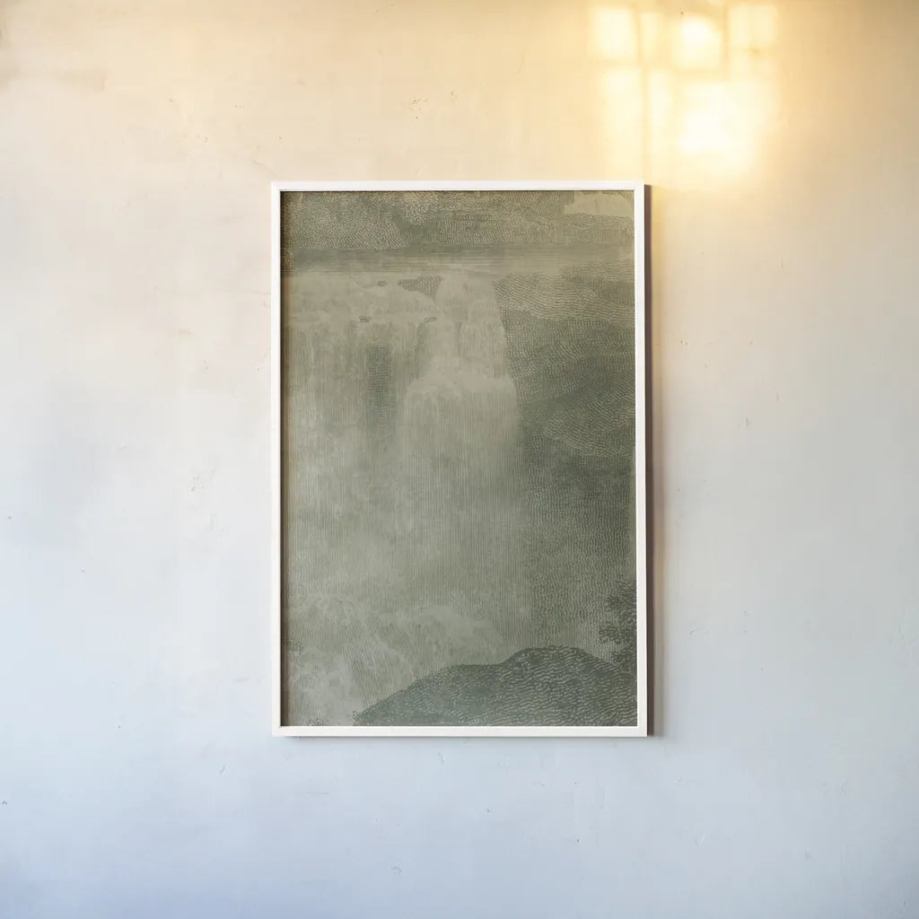Misty Yonder III by Mary Urban. shown as a paper print in a white frame. Available as a archival giclee rolled canvas, fine art paper, or poster print. SKU 85247h.
