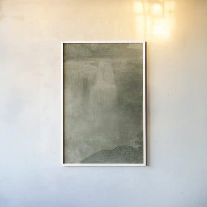 Misty Yonder III by Mary Urban. shown as a paper print in a white frame. Available as a archival giclee rolled canvas, fine art paper, or poster print. SKU 85247h.