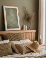 Misty Yonder IV by Mary Urban. shown as a paper print in a natural frame. Available as a archival giclee rolled canvas, fine art paper, or poster print. SKU 85248h.
