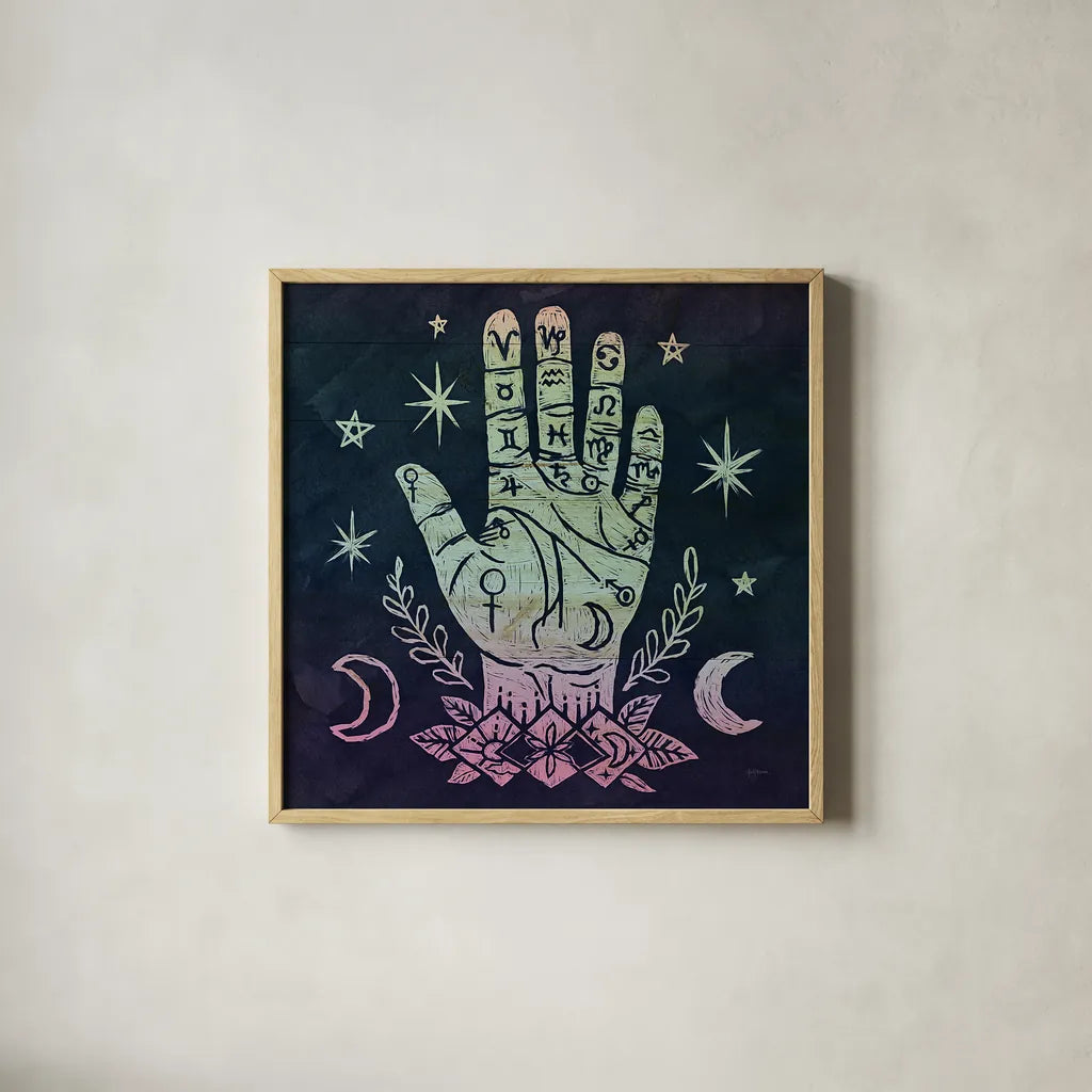 Mystical Halloween Jewel I by Mary Urban. Shown in a natural wood glass frame for a timeless modern aesthetic. Available as an archival giclee rolled canvas, fine art paper, or poster print. SKU 42006a.