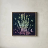 Mystical Halloween Jewel I by Mary Urban. Shown in a natural wood glass frame for a timeless modern aesthetic. Available as an archival giclee rolled canvas, fine art paper, or poster print. SKU 42006a.