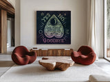 Mystical Halloween Jewel II by Mary Urban. Shown as extra-large giant wall art in a modern living room. Available as an archival giclee rolled canvas, fine art paper, or poster print. SKU 42007a.