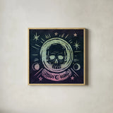 Mystical Halloween Jewel III by Mary Urban. Shown in a natural wood glass frame for a timeless modern aesthetic. Available as an archival giclee rolled canvas, fine art paper, or poster print. SKU 42008a.
