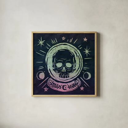 Mystical Halloween Jewel III by Mary Urban. Shown in a natural wood glass frame for a timeless modern aesthetic. Available as an archival giclee rolled canvas, fine art paper, or poster print. SKU 42008a.