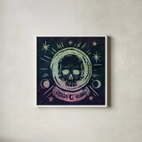 Mystical Halloween Jewel III by Mary Urban. Shown in a crisp white glass frame for a clean and minimalist style. Available as an archival giclee rolled canvas, fine art paper, or poster print. SKU 42008a.