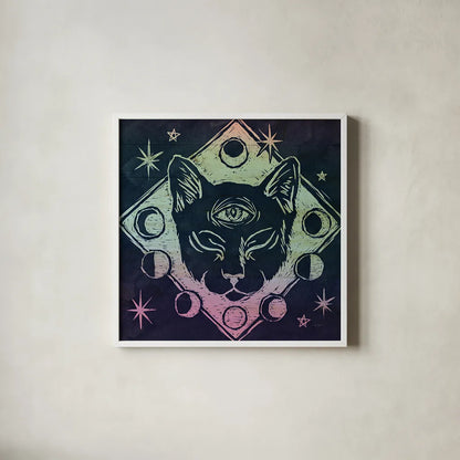 Mystical Halloween Jewel IV by Mary Urban. Shown in a crisp white glass frame for a clean and minimalist style. Available as an archival giclee rolled canvas, fine art paper, or poster print. SKU 42009a.