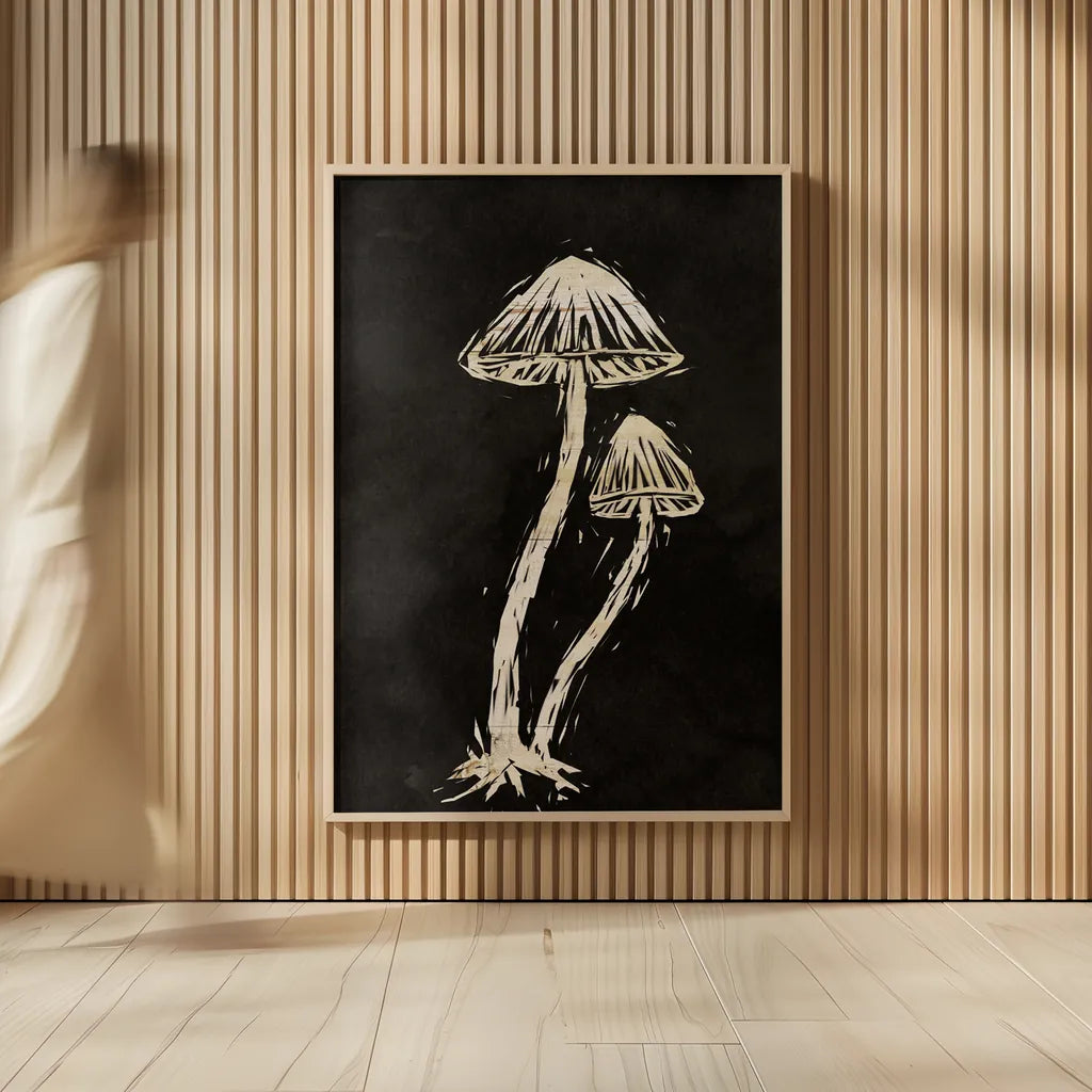 Mystical Halloween Mushrooms II by Mary Urban. shown as over sized large wall art. Available as an archival giclee rolled canvas, fine art paper, or poster print. SKU 90047h.