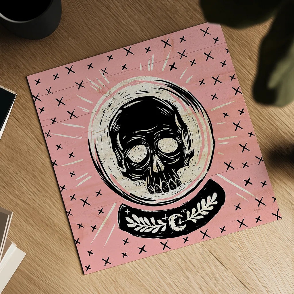 Mystical Halloween Pink III by Mary Urban. Shown as a detailed flat fine art print, highlighting archival giclee quality. Available as an archival giclee rolled canvas, fine art paper, or poster print. SKU 42012a.