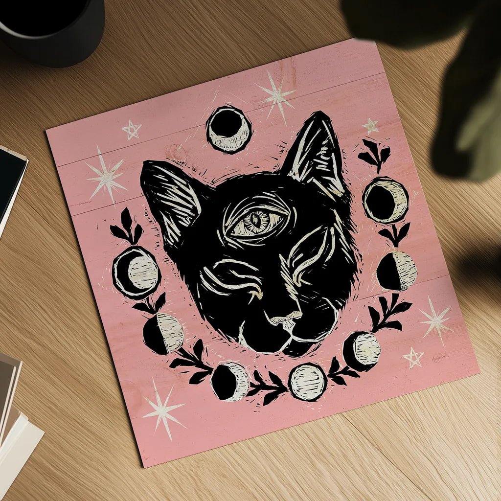 Mystical Halloween Pink IV by Mary Urban. Shown as a detailed flat fine art print, highlighting archival giclee quality. Available as an archival giclee rolled canvas, fine art paper, or poster print. SKU 42013a.