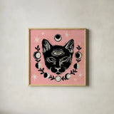 Mystical Halloween Pink IV by Mary Urban. Shown in a natural wood glass frame for a timeless modern aesthetic. Available as an archival giclee rolled canvas, fine art paper, or poster print. SKU 42013a.