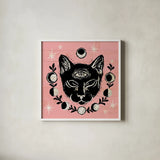Mystical Halloween Pink IV by Mary Urban. Shown in a crisp white glass frame for a clean and minimalist style. Available as an archival giclee rolled canvas, fine art paper, or poster print. SKU 42013a.