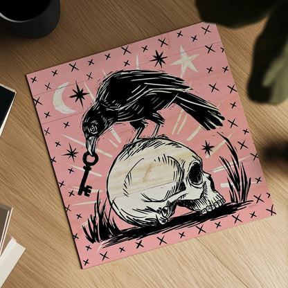 Mystical Halloween Pink V by Mary Urban. Shown as a detailed flat fine art print, highlighting archival giclee quality. Available as an archival giclee rolled canvas, fine art paper, or poster print. SKU 48093a.