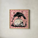 Mystical Halloween Pink V by Mary Urban. Shown in a natural wood glass frame for a timeless modern aesthetic. Available as an archival giclee rolled canvas, fine art paper, or poster print. SKU 48093a.