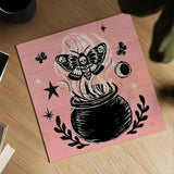 Mystical Halloween Pink VIII by Mary Urban. Shown as a detailed flat fine art print, highlighting archival giclee quality. Available as an archival giclee rolled canvas, fine art paper, or poster print. SKU 48096a.