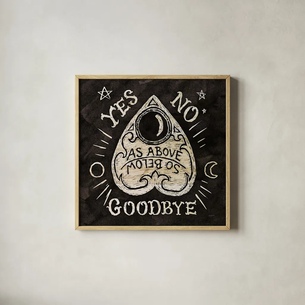 Mystical Halloween Wood II by Mary Urban. Shown in a natural wood glass frame for a timeless modern aesthetic. Available as an archival giclee rolled canvas, fine art paper, or poster print. SKU 42015a.