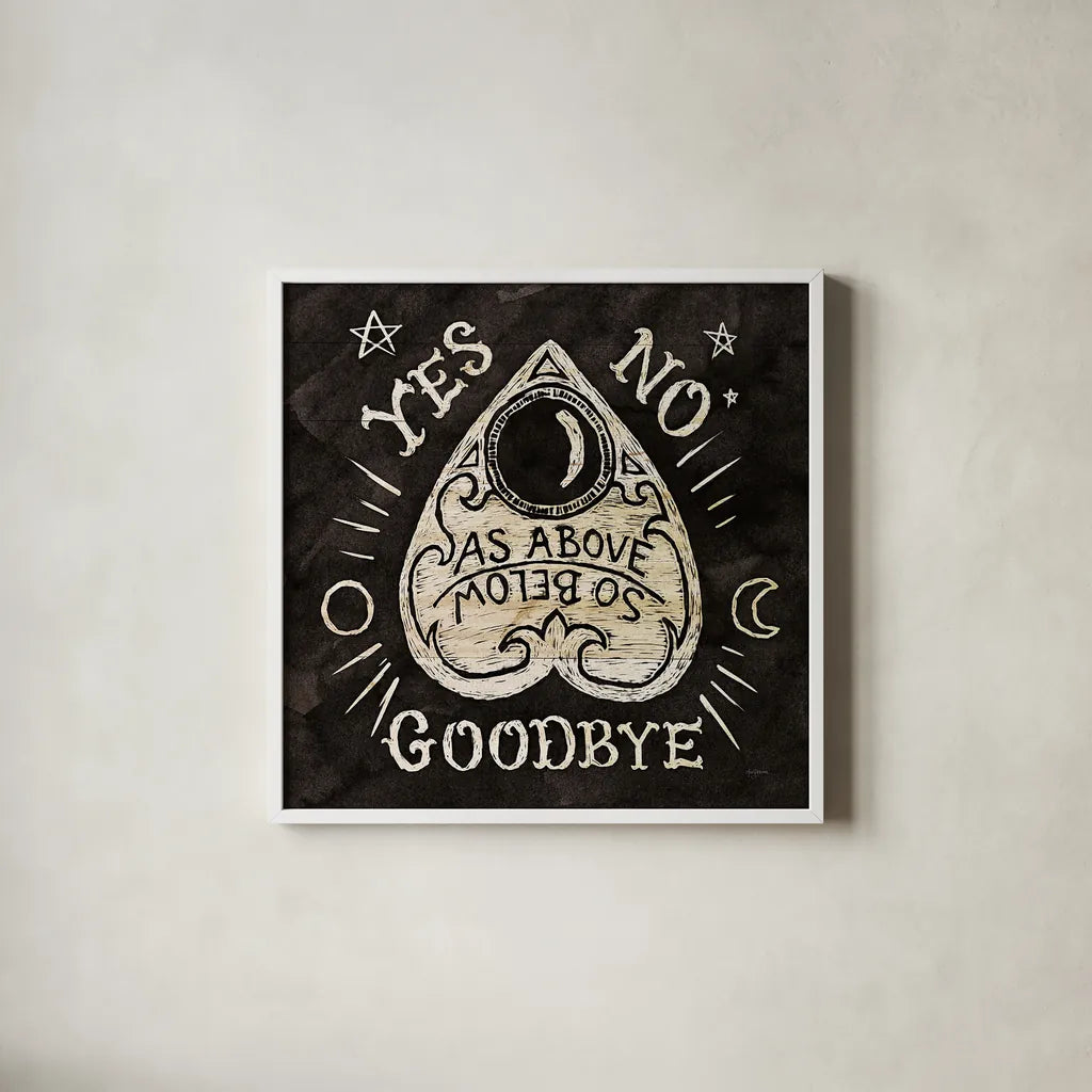 Mystical Halloween Wood II by Mary Urban. Shown in a crisp white glass frame for a clean and minimalist style. Available as an archival giclee rolled canvas, fine art paper, or poster print. SKU 42015a.