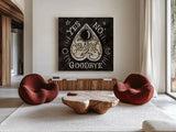 Mystical Halloween Wood II by Mary Urban. Shown as extra-large giant wall art in a modern living room. Available as an archival giclee rolled canvas, fine art paper, or poster print. SKU 42015a.