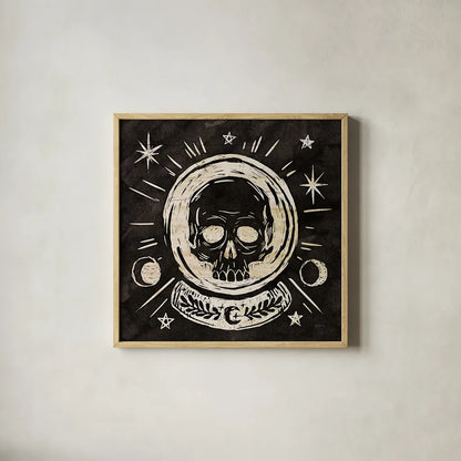 Mystical Halloween Wood III by Mary Urban. Shown in a natural wood glass frame for a timeless modern aesthetic. Available as an archival giclee rolled canvas, fine art paper, or poster print. SKU 42016a.