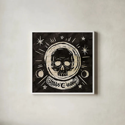 Mystical Halloween Wood III by Mary Urban. Shown in a crisp white glass frame for a clean and minimalist style. Available as an archival giclee rolled canvas, fine art paper, or poster print. SKU 42016a.