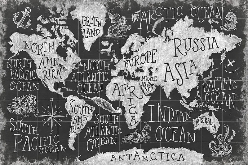 Mythical Map I by Mary Urban. SKU 30732i. Archival Giclee Fine art print for wall decor.