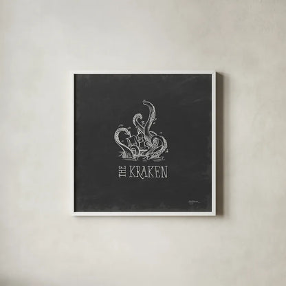 Mythical Map II by Mary Urban. Shown in a crisp white glass frame for a clean and minimalist style. Available as an archival giclee rolled canvas, fine art paper, or poster print. SKU 30733a.