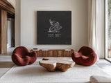 Mythical Map III by Mary Urban. Shown as extra-large giant wall art in a modern living room. Available as an archival giclee rolled canvas, fine art paper, or poster print. SKU 30734a.
