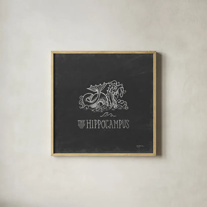 Mythical Map IV by Mary Urban. Shown in a natural wood glass frame for a timeless modern aesthetic. Available as an archival giclee rolled canvas, fine art paper, or poster print. SKU 30735a.