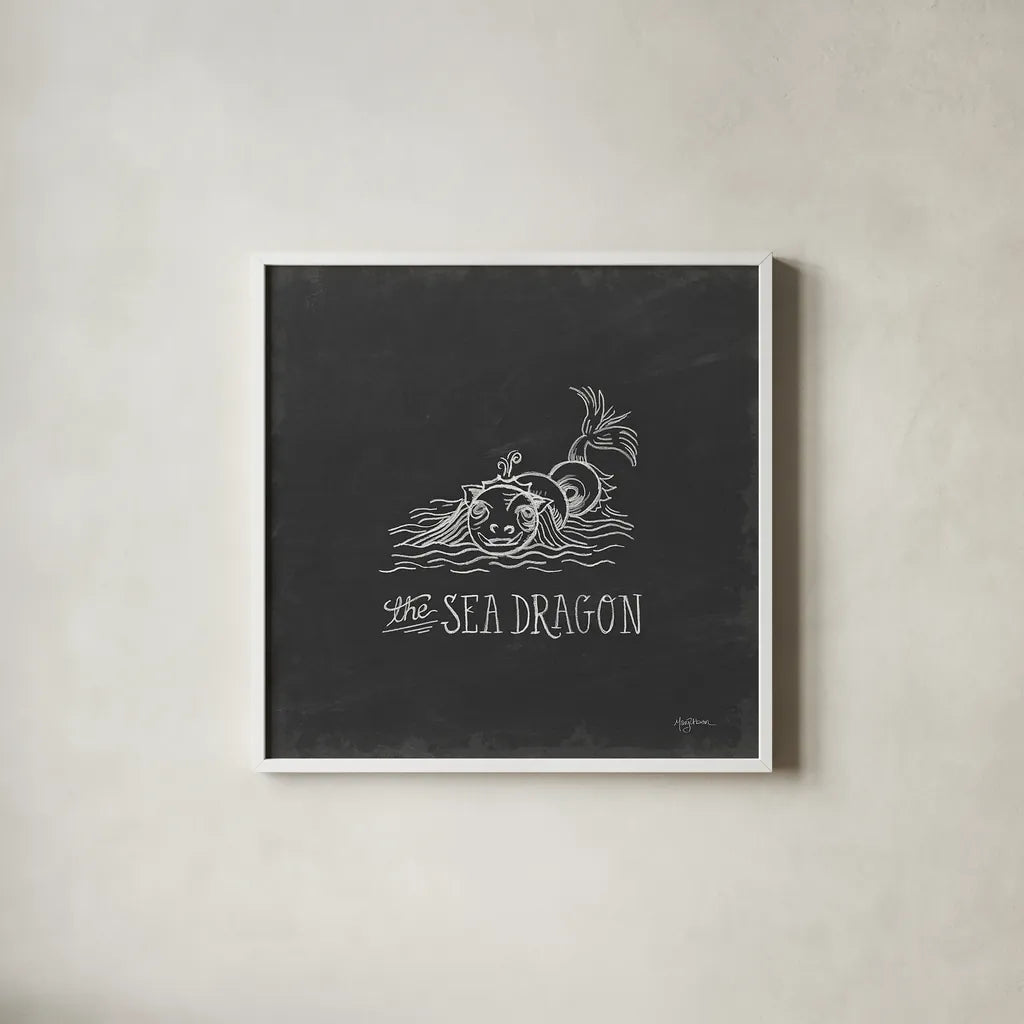 Mythical Map V by Mary Urban. Shown in a crisp white glass frame for a clean and minimalist style. Available as an archival giclee rolled canvas, fine art paper, or poster print. SKU 30736a.