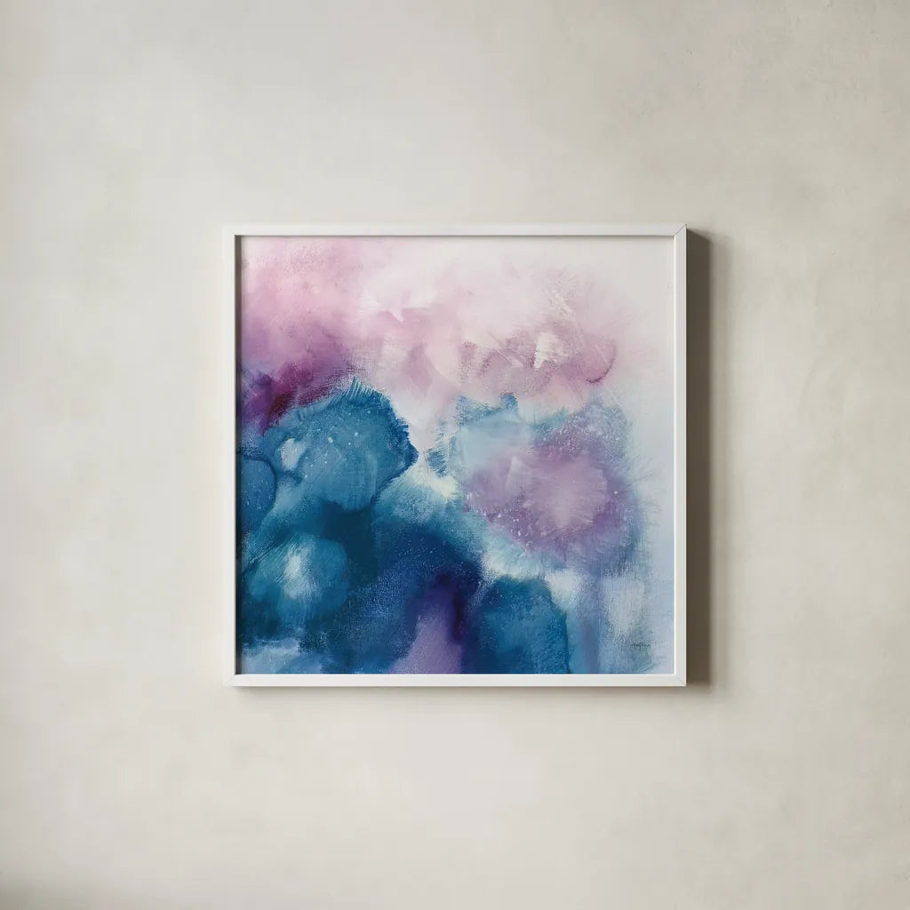 Nebula I Crop by Mary Urban. Shown in a crisp white glass frame for a clean and minimalist style. Available as an archival giclee rolled canvas, fine art paper, or poster print. SKU 35921a.