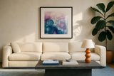 Nebula I Crop by Mary Urban. Displayed in a glass frame with matte in a clean modern living room. Available as an archival giclee rolled canvas, fine art paper, or poster print. SKU 35921a.