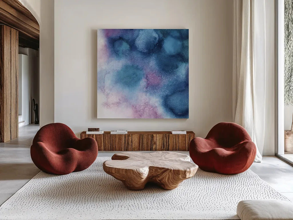 Nebula II Crop by Mary Urban. Shown as extra-large giant wall art in a modern living room. Available as an archival giclee rolled canvas, fine art paper, or poster print. SKU 35922a.