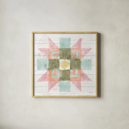 Pastel Flower Market X by Mary Urban. Shown in a natural wood glass frame for a timeless modern aesthetic. Available as an archival giclee rolled canvas, fine art paper, or poster print. SKU 54125a.