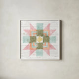 Pastel Flower Market X by Mary Urban. Shown in a crisp white glass frame for a clean and minimalist style. Available as an archival giclee rolled canvas, fine art paper, or poster print. SKU 54125a.