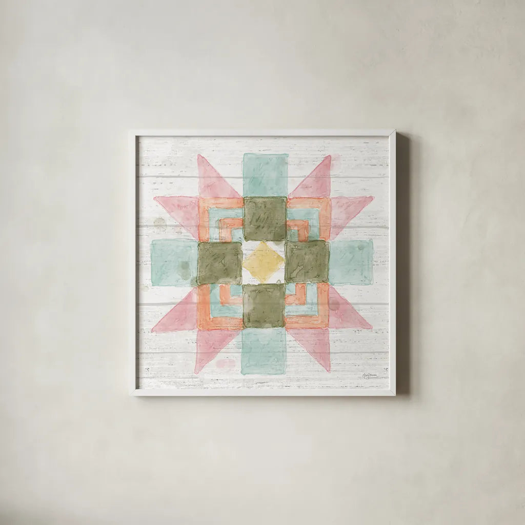 Pastel Flower Market X by Mary Urban. Shown in a crisp white glass frame for a clean and minimalist style. Available as an archival giclee rolled canvas, fine art paper, or poster print. SKU 54125a.