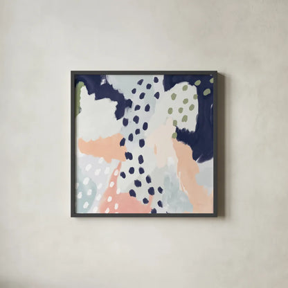 Pastel Life I Crop by Mary Urban. Shown in a sleek black glass frame for a contemporary gallery look. Available as an archival giclee rolled canvas, fine art paper, or poster print. SKU 48099a.