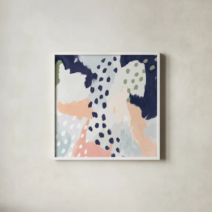 Pastel Life I Crop by Mary Urban. Shown in a crisp white glass frame for a clean and minimalist style. Available as an archival giclee rolled canvas, fine art paper, or poster print. SKU 48099a.
