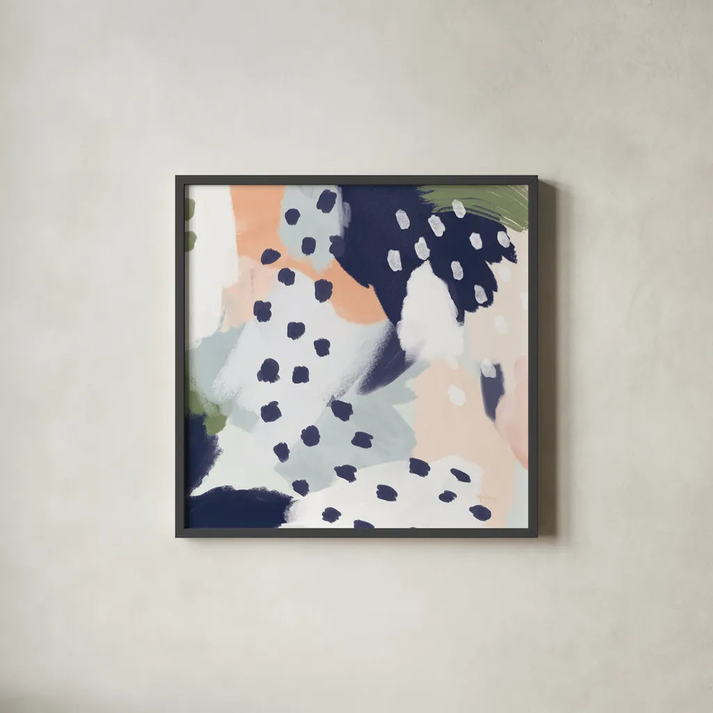 Pastel Life II Crop by Mary Urban. Shown in a sleek black glass frame for a contemporary gallery look. Available as an archival giclee rolled canvas, fine art paper, or poster print. SKU 48100a.