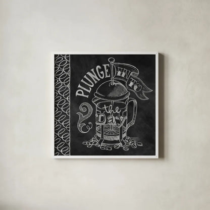 Plunge Into the Day by Mary Urban. Shown in a crisp white glass frame for a clean and minimalist style. Available as an archival giclee rolled canvas, fine art paper, or poster print. SKU 19842a.