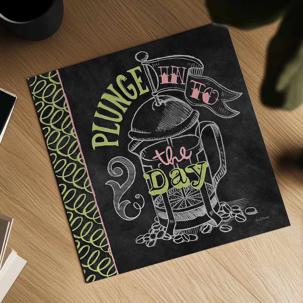 Plunge Into the Day Color by Mary Urban. Shown as a detailed flat fine art print, highlighting archival giclee quality. Available as an archival giclee rolled canvas, fine art paper, or poster print. SKU 38639a.