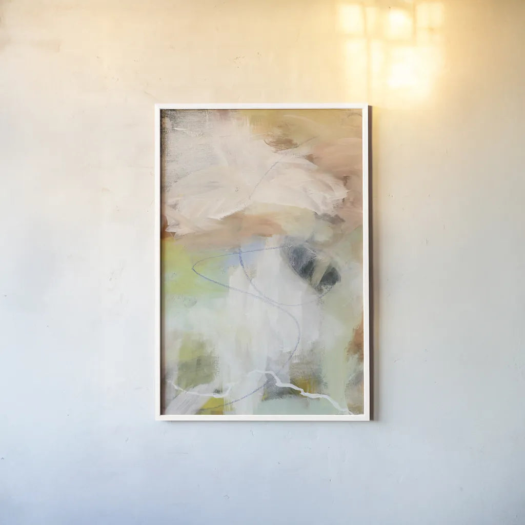 Possibilities II Light by Mary Urban. shown as a paper print in a white frame. Available as a archival giclee rolled canvas, fine art paper, or poster print. SKU 79819h.