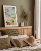 Possibilities III Light by Mary Urban. shown as a paper print in a natural frame. Available as a archival giclee rolled canvas, fine art paper, or poster print. SKU 79820h.