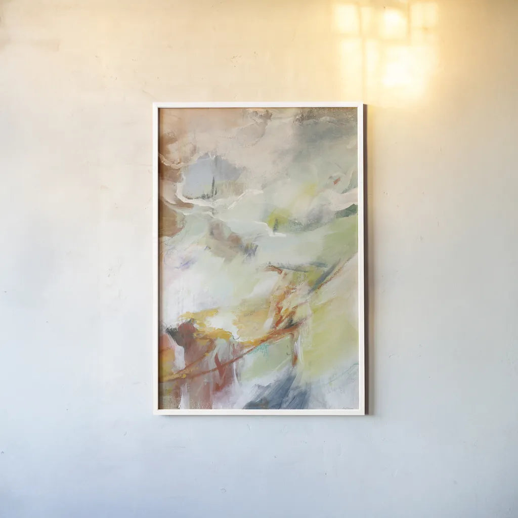 Possibilities III Light by Mary Urban. shown as a paper print in a white frame. Available as a archival giclee rolled canvas, fine art paper, or poster print. SKU 79820h.