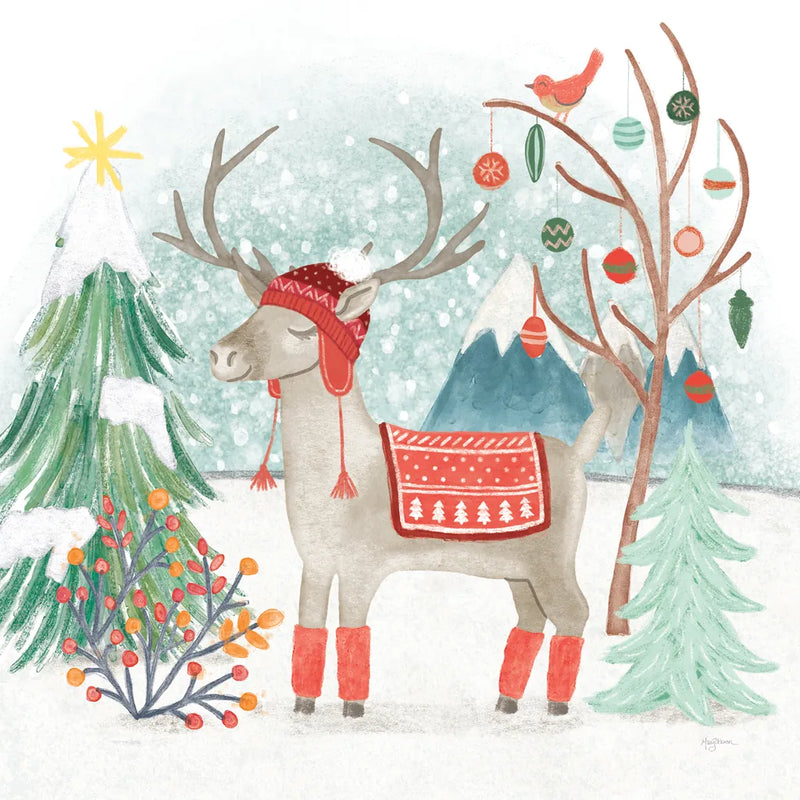 Reindeer Jubilee II by Mary Urban. SKU 57103a. Archival Giclee Fine art print for wall decor.