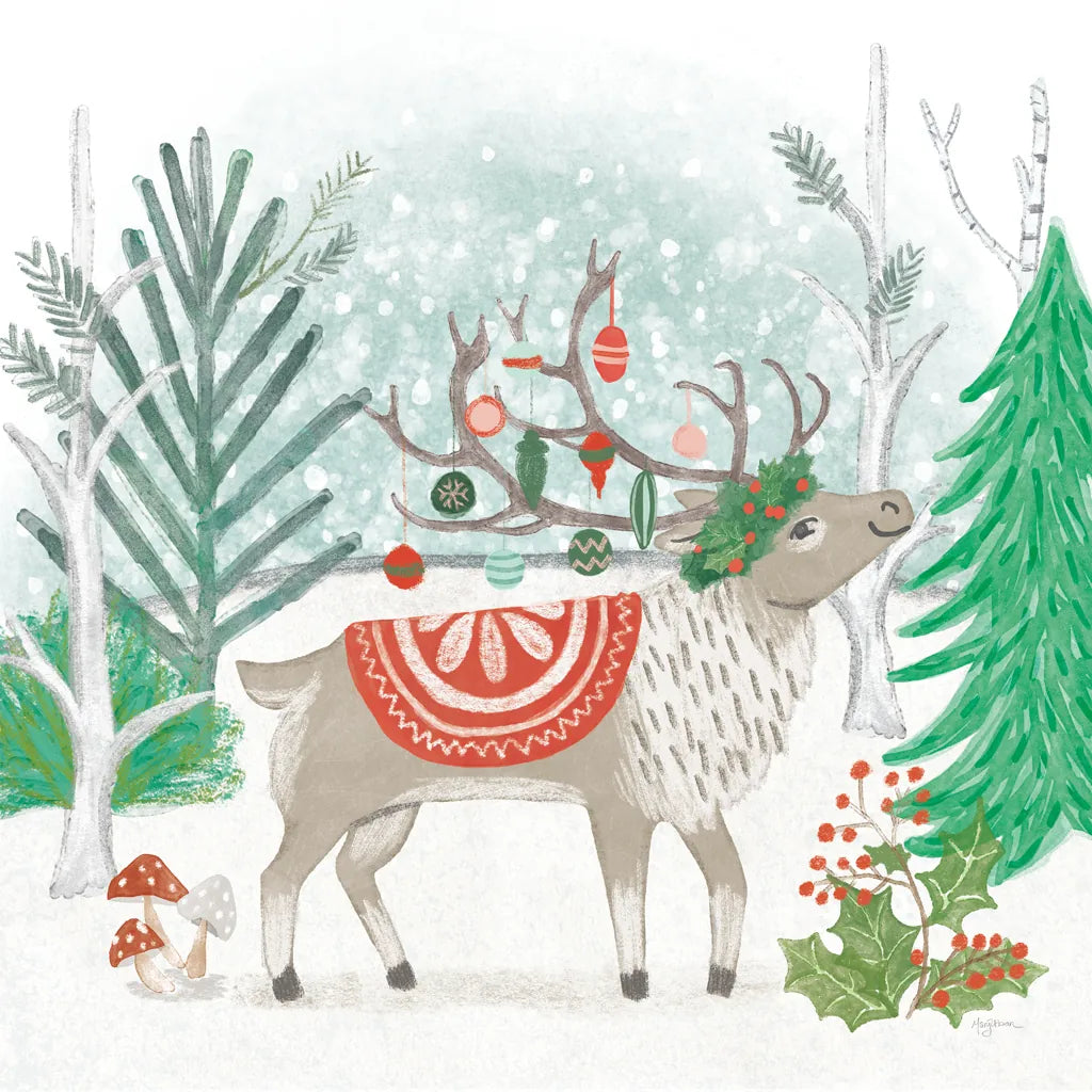 Reindeer Jubilee IV by Mary Urban. SKU 57105a. Archival Giclee Fine art print for wall decor.