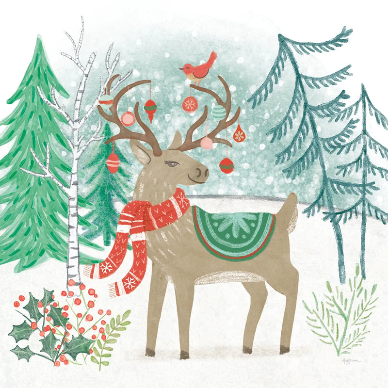 Reindeer Jubilee V by Mary Urban. SKU 57106a. Archival Giclee Fine art print for wall decor.