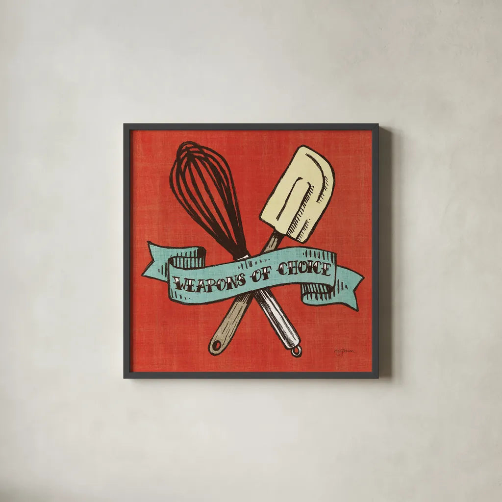 Retro Bakery Blue IV by Mary Urban. Shown in a sleek black glass frame for a contemporary gallery look. Available as an archival giclee rolled canvas, fine art paper, or poster print. SKU 16017a.