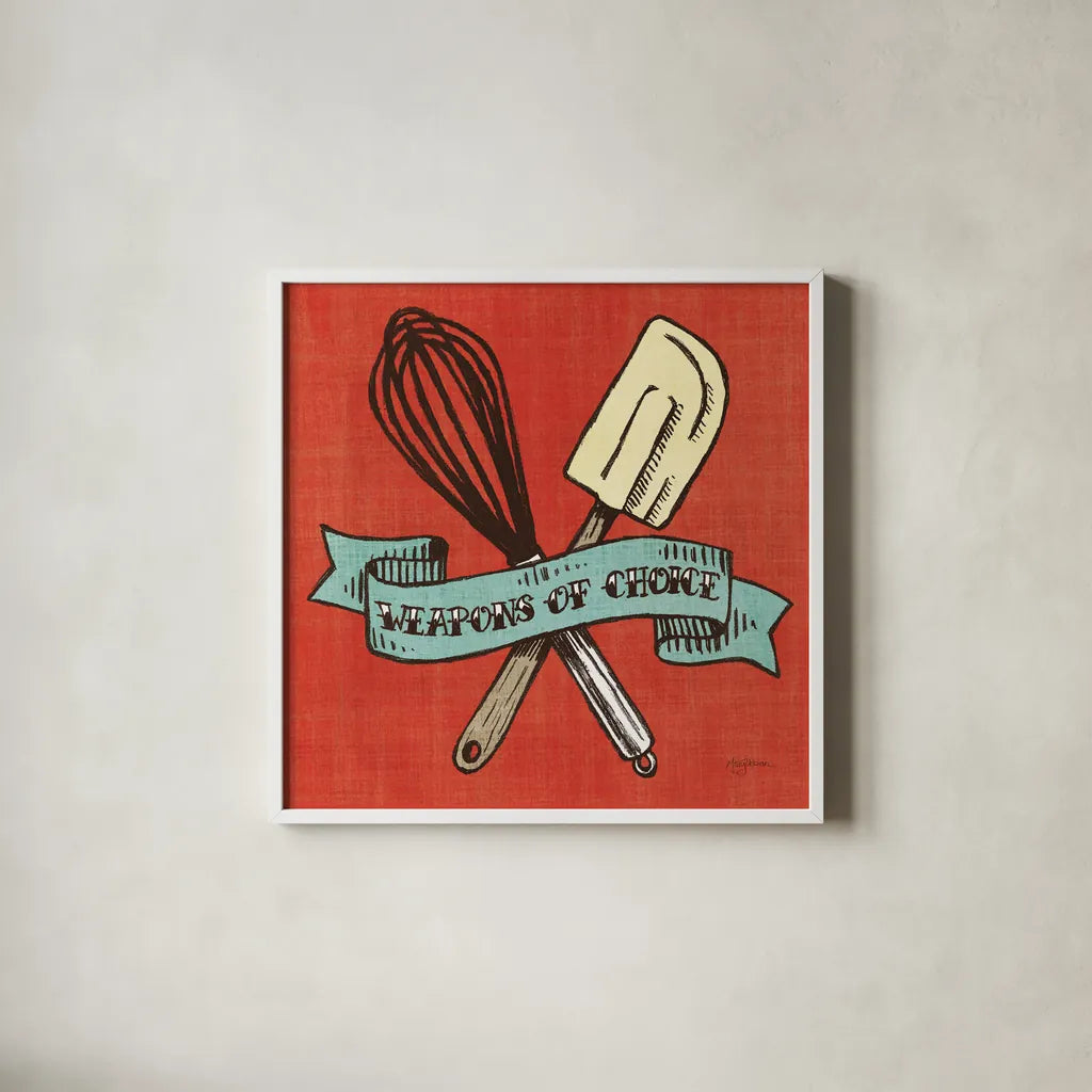 Retro Bakery Blue IV by Mary Urban. Shown in a crisp white glass frame for a clean and minimalist style. Available as an archival giclee rolled canvas, fine art paper, or poster print. SKU 16017a.